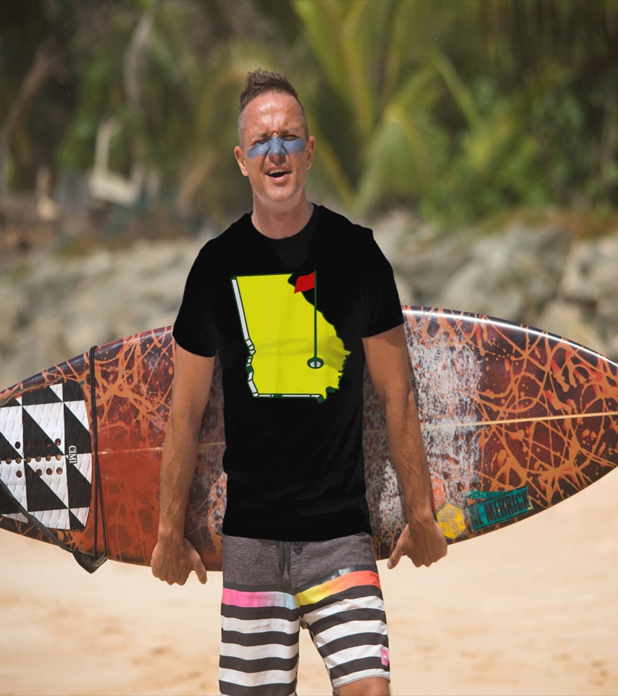 Master Golf Georgia State Map Red Flag T-Shirt