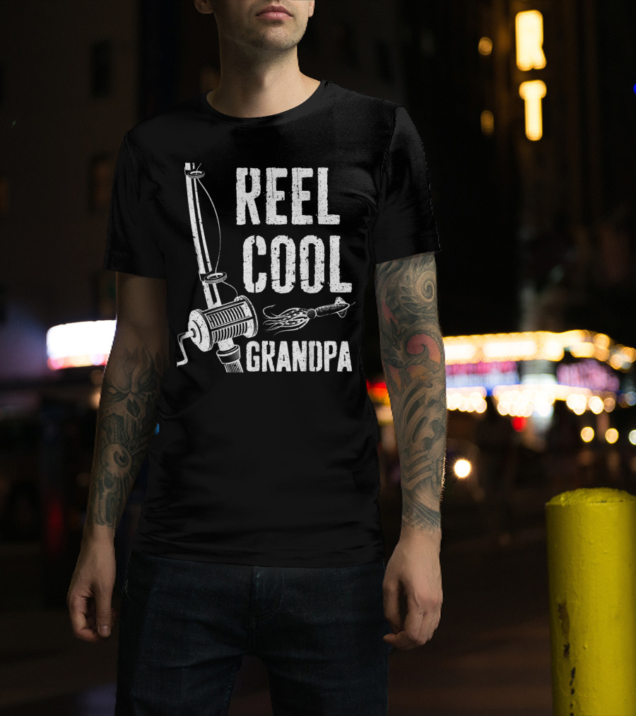 Mens Reel Cool Grandpa Fishing T-Shirt