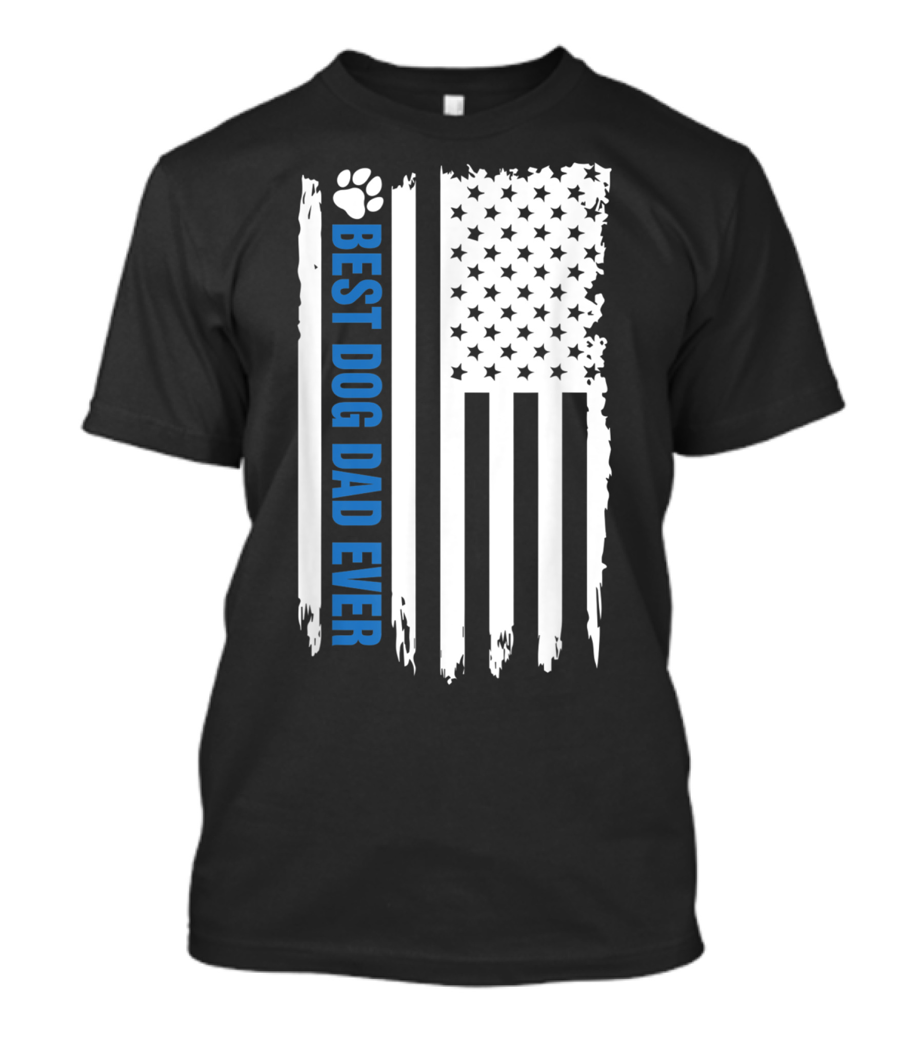 Best Dog Dad Ever Paw Print American Flag T-Shirt