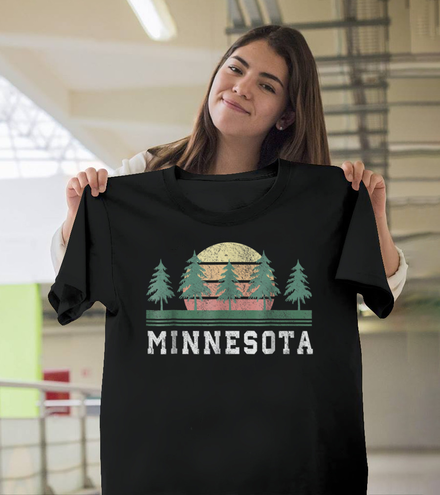 Minnesota Retro Sunset Trees T-Shirt