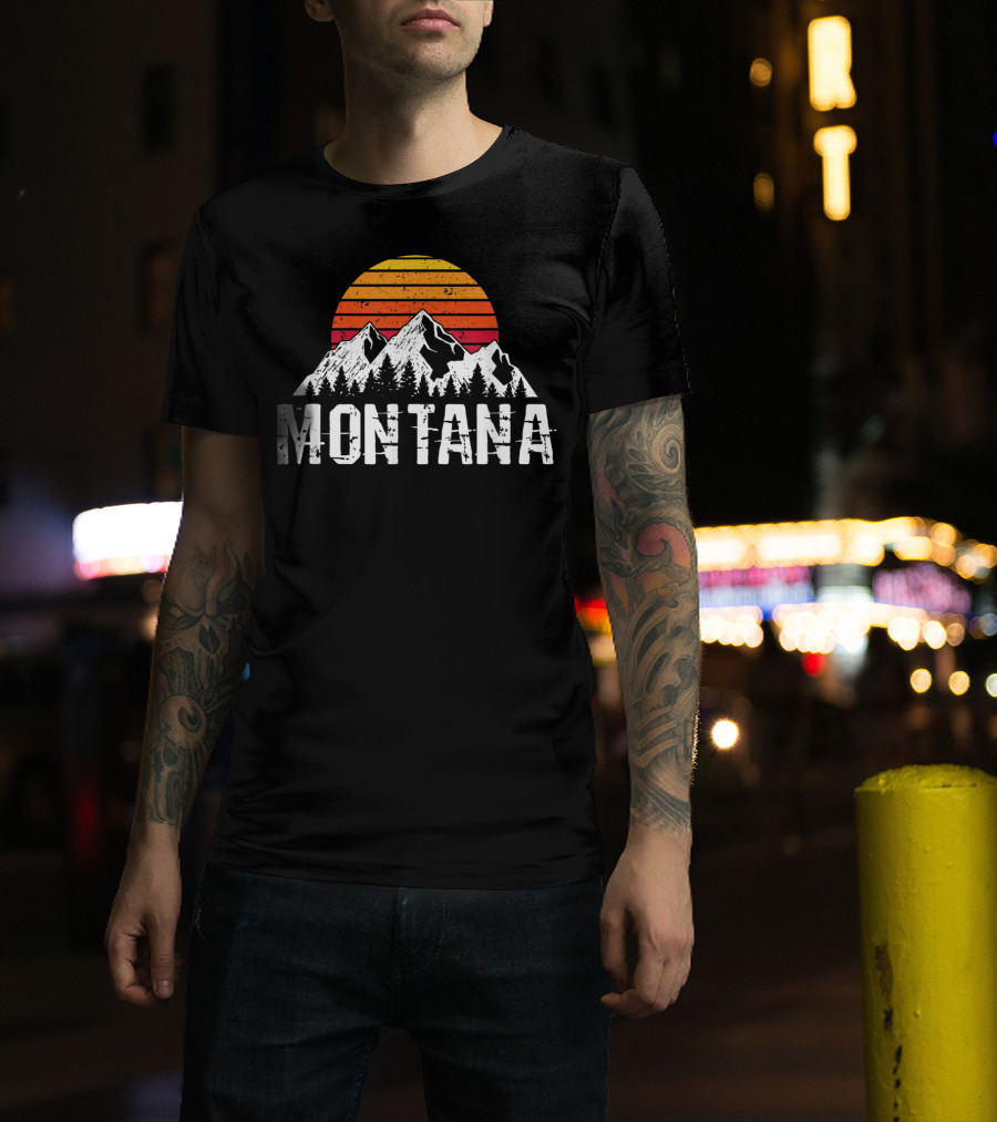 Montana Vintage Mountain Sun Retro Sunset Timberline T-Shirt