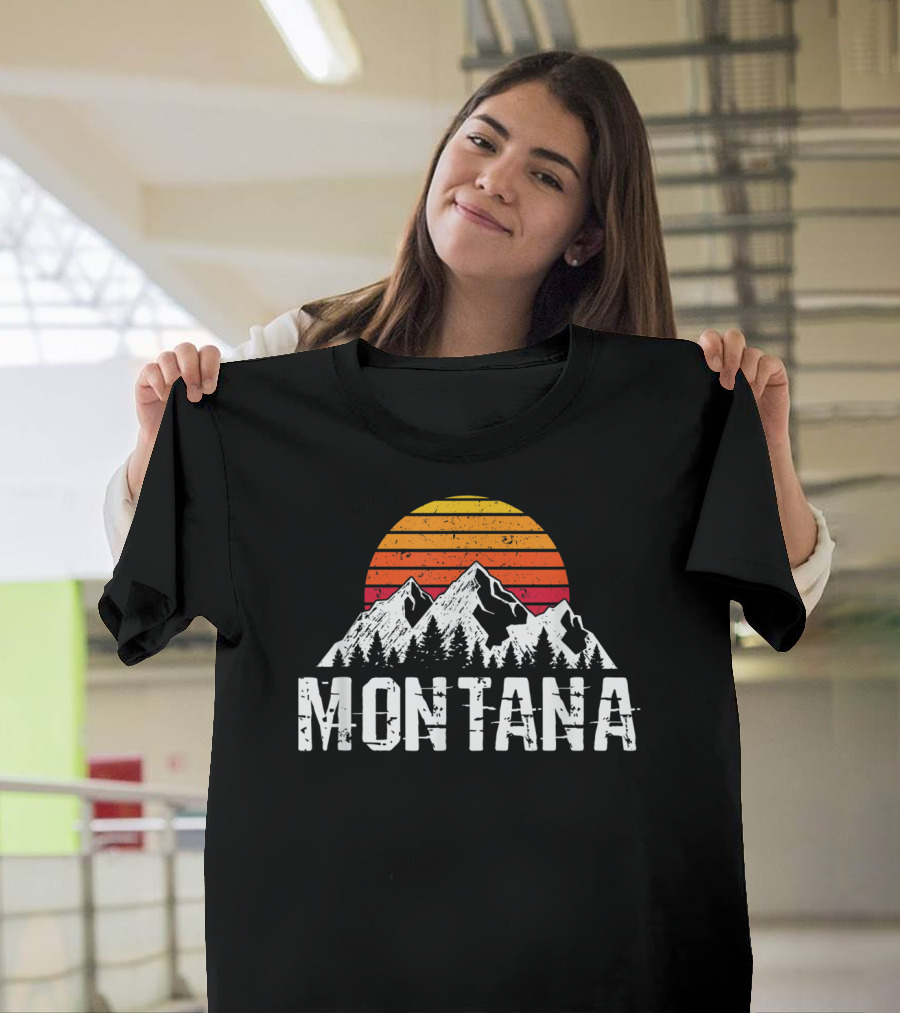 Montana Vintage Mountain Sun Retro Sunset Timberline T-Shirt