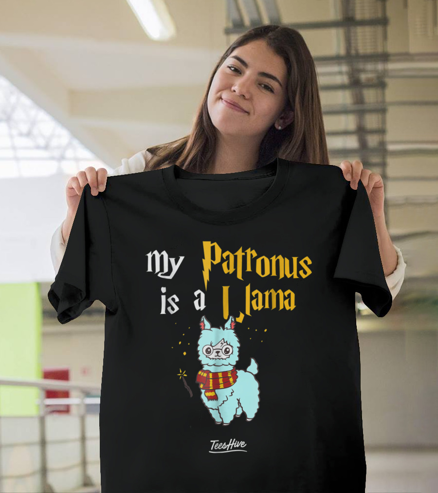 My Patronus Is A Llama Funny Llama Lover Magic Wand Scarf TeesHive T-Shirt