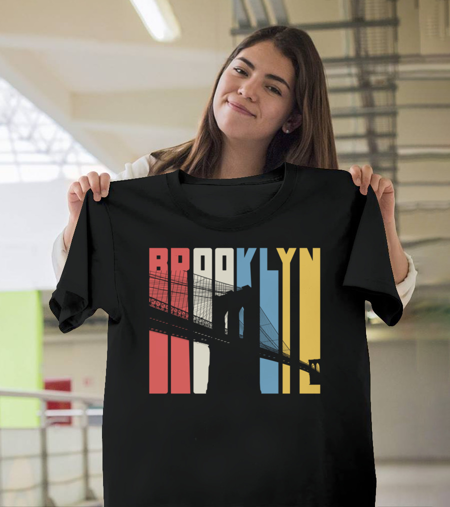Brooklyn Bridge New York City Red Blue Yellow T-Shirt