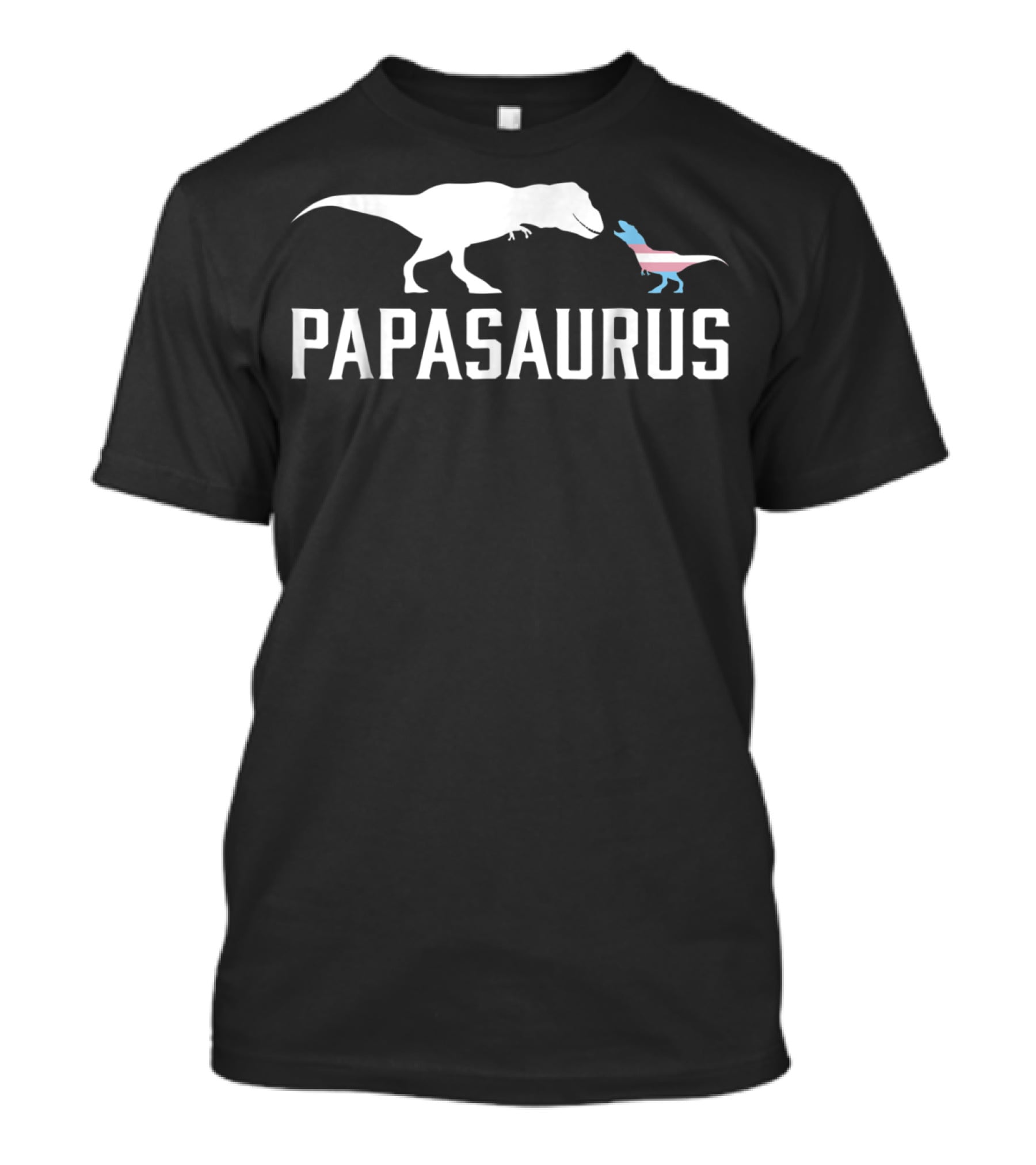 Papasaurus Transgender Flag T-Rex And Baby Dinosaurs T-Shirt