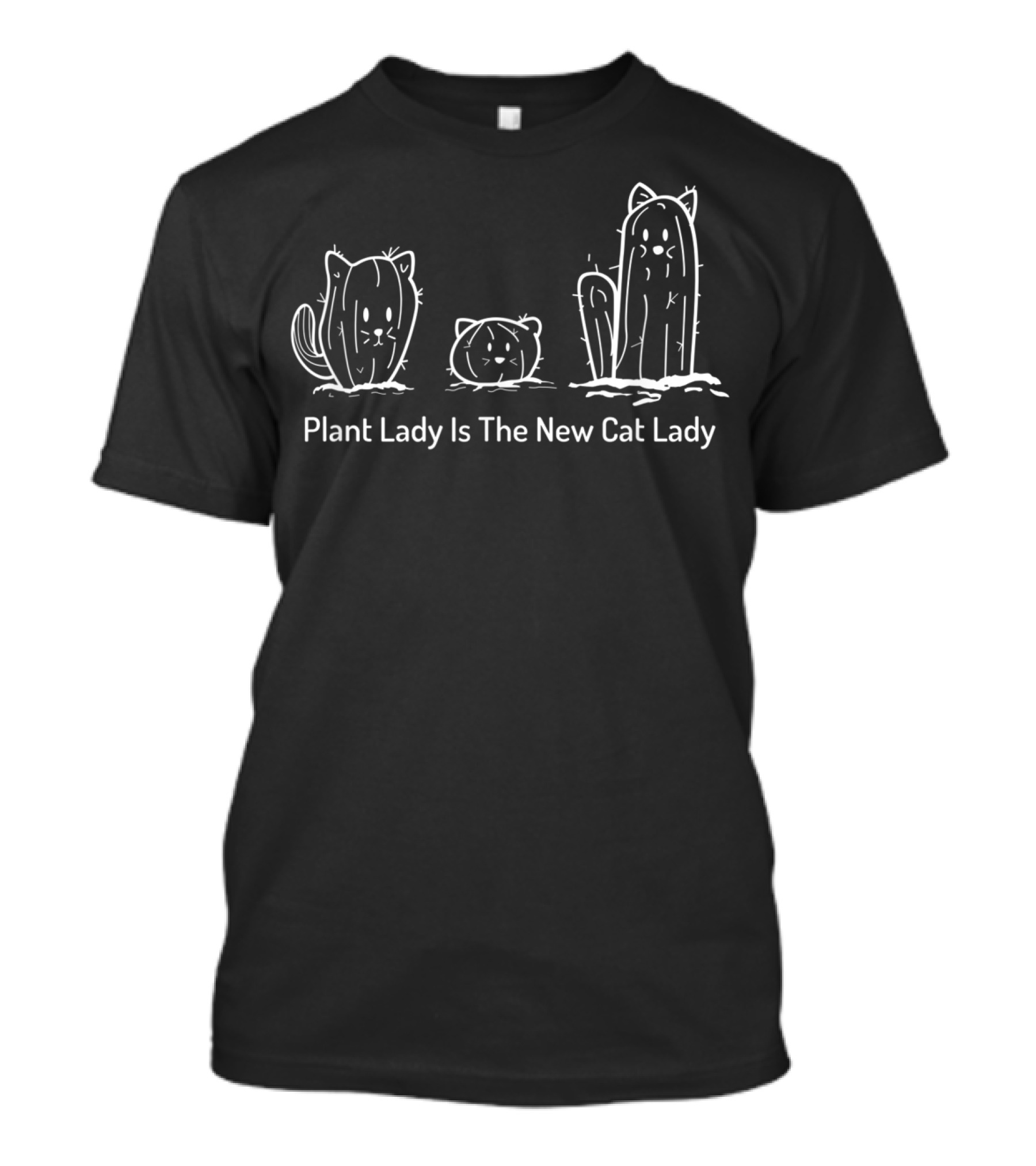 Plant Lady Is The New Cat Lady Succulent Cactus Kitty Sketch T-Shirt
