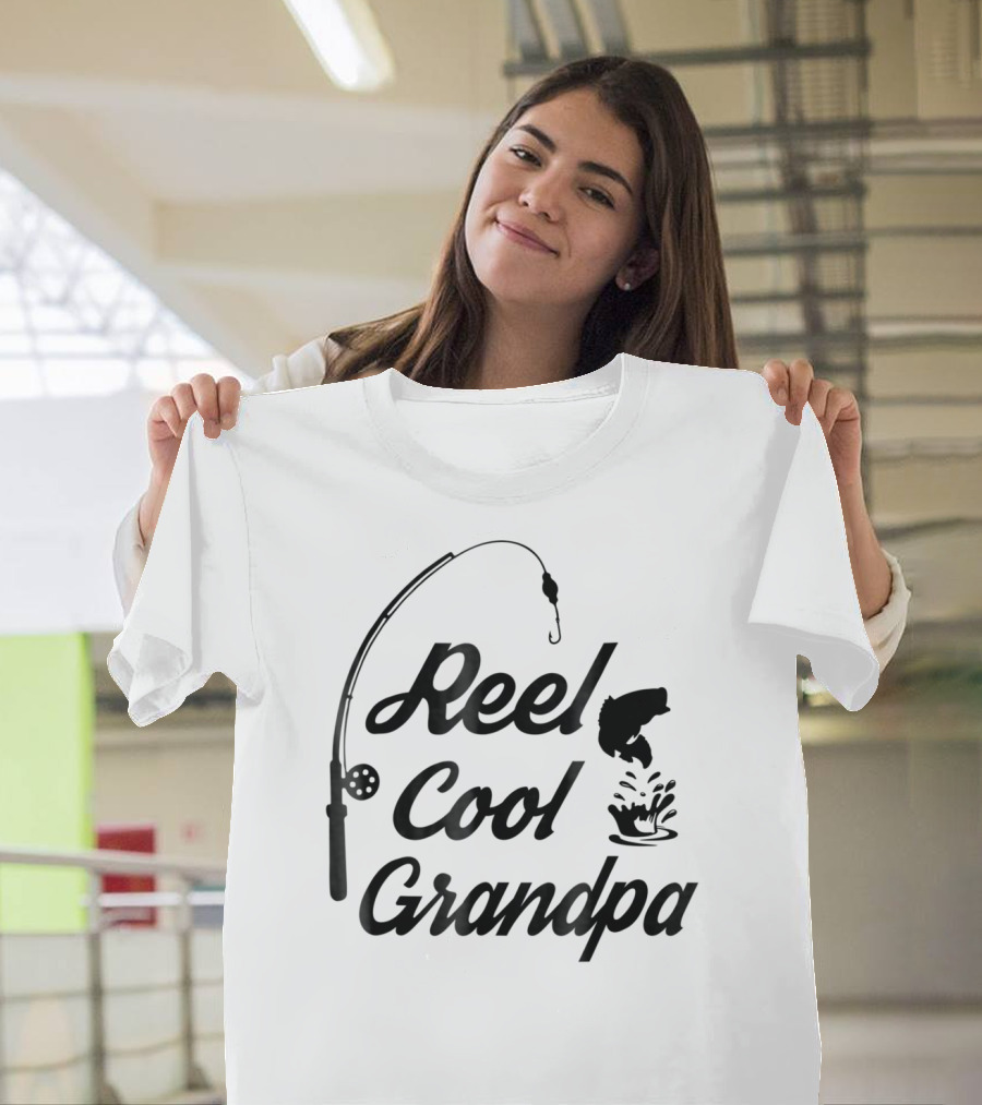 Reel Cool Grandpa Fishing Rod and Fish Catch T-Shirt