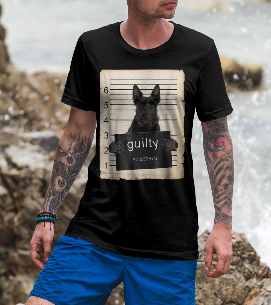 Scottish Terrier Mugshot Guilty Dog P.D. 230573 T-Shirt