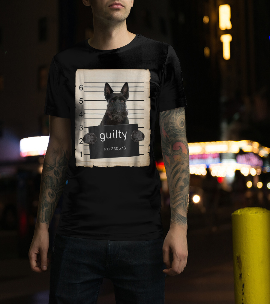 Scottish Terrier Mugshot Guilty Dog P.D. 230573 T-Shirt