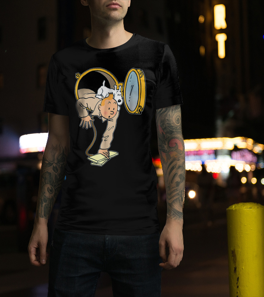 Tintin And Snowy Emerging From Submarine Porthole T-Shirt