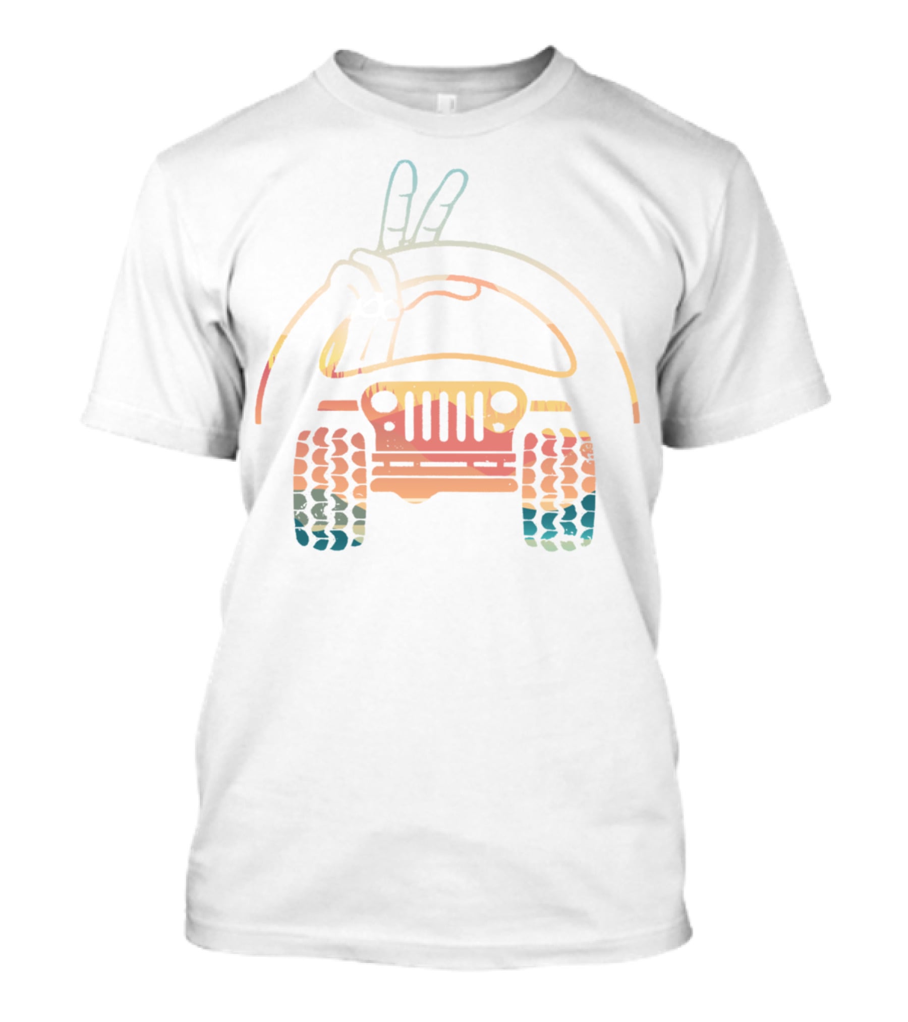 Jeep Wave Peace Sign Retro Vintage Look T-Shirt