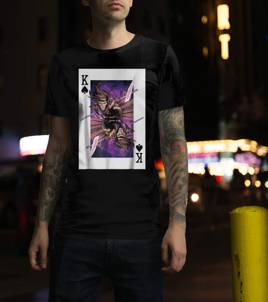 Marvel X Men Gambit King Of Spades Playing Card Character T-Shirt