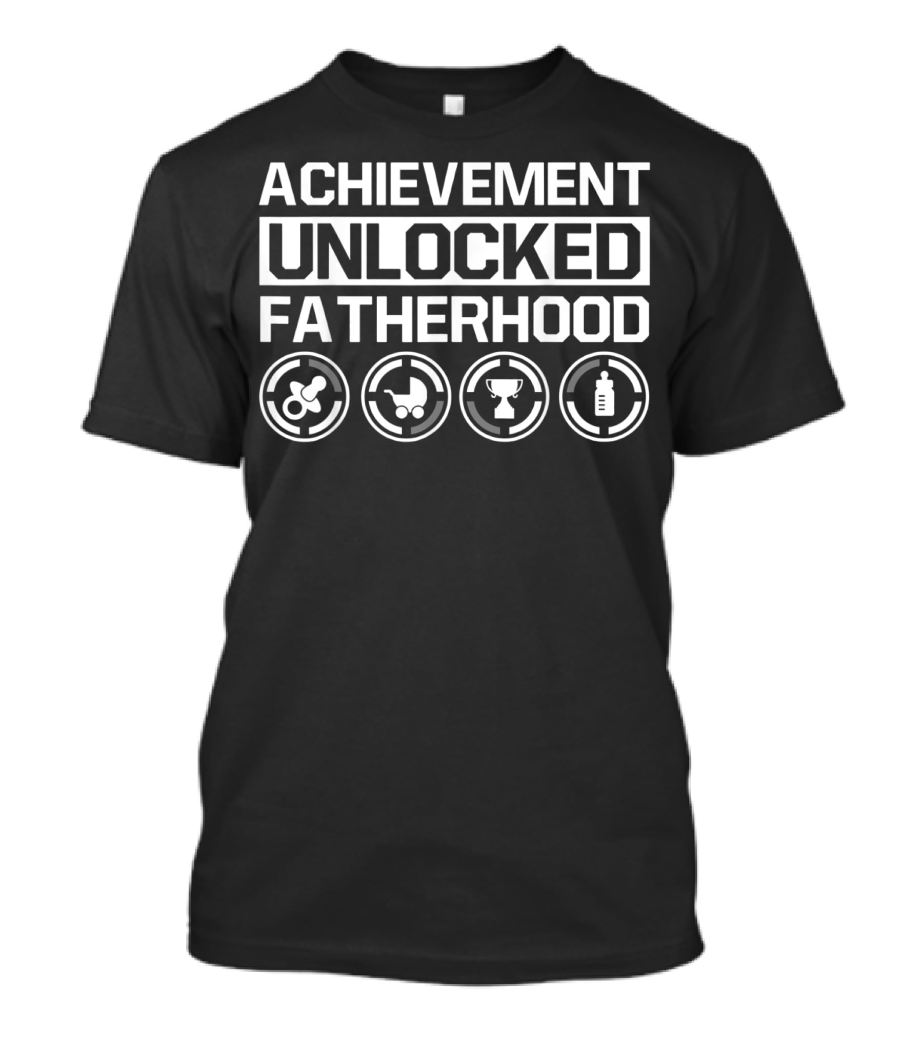 Achievement Unlocked Fatherhood Gamer Dad Icons T-Shirt