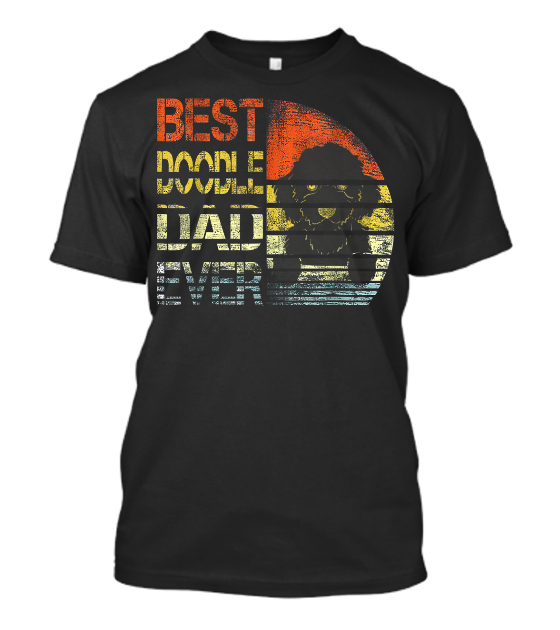 Best Doodle Dad Ever Vintage Gold Sunset Dog T-Shirt