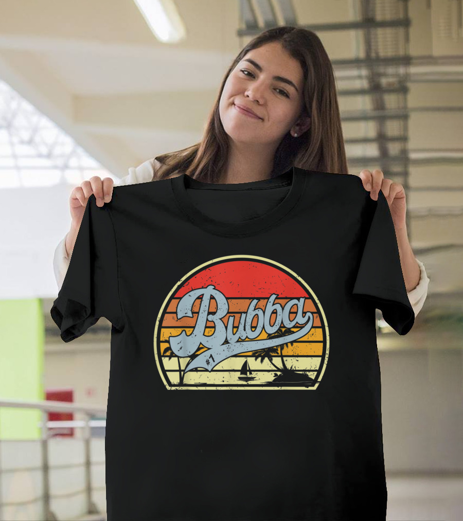 Bubba Retro Sunset Sailboat Palm Trees T-Shirt