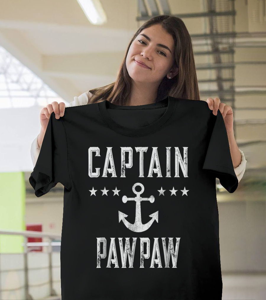 Captain PawPaw Nautical Anchor Stars Mens Vintage Family Cruise T-Shirt
