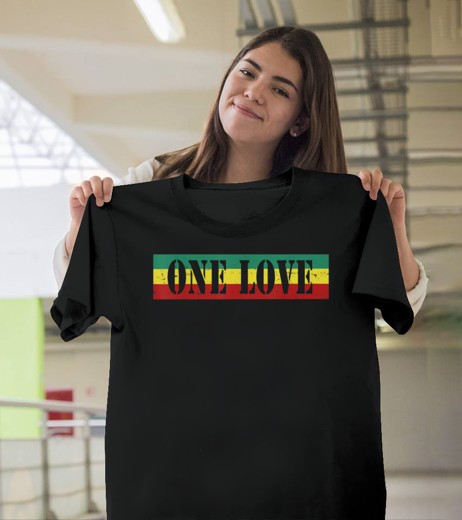 One Love Jamaican Reggae Rasta Vintage T-Shirt