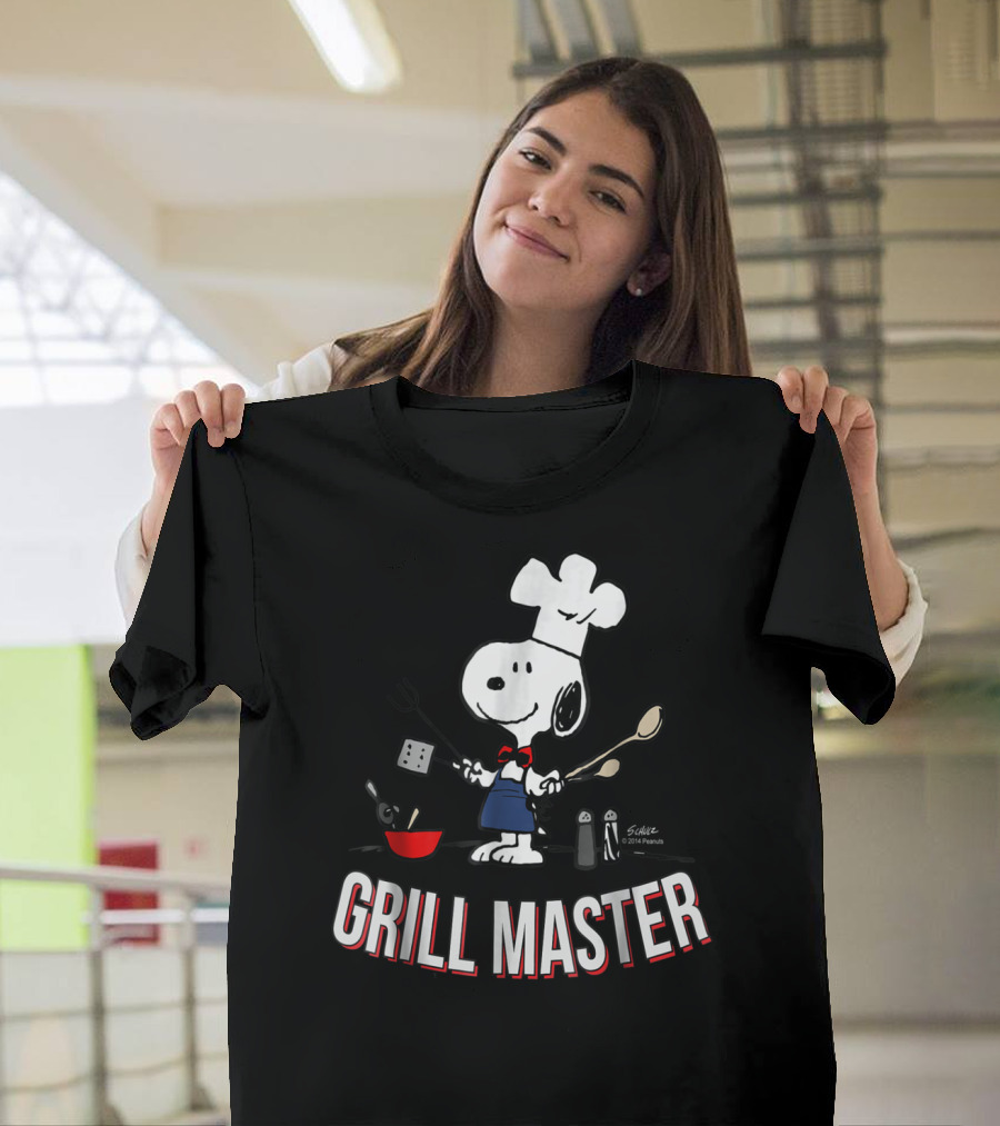Snoopy Chef in Hat with Utensils and Grill Master Text T-Shirt
