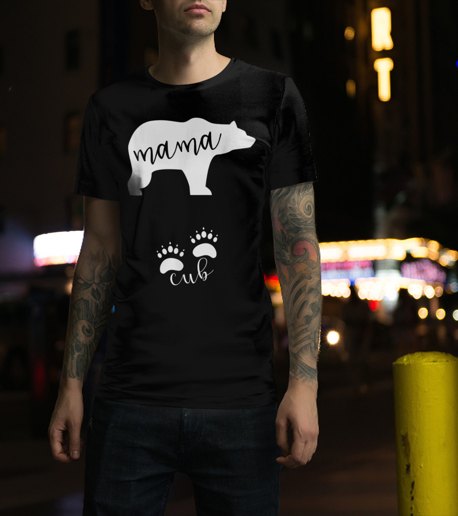 Mama Bear Pregnancy Announcement With Cub Paws T-Shirt