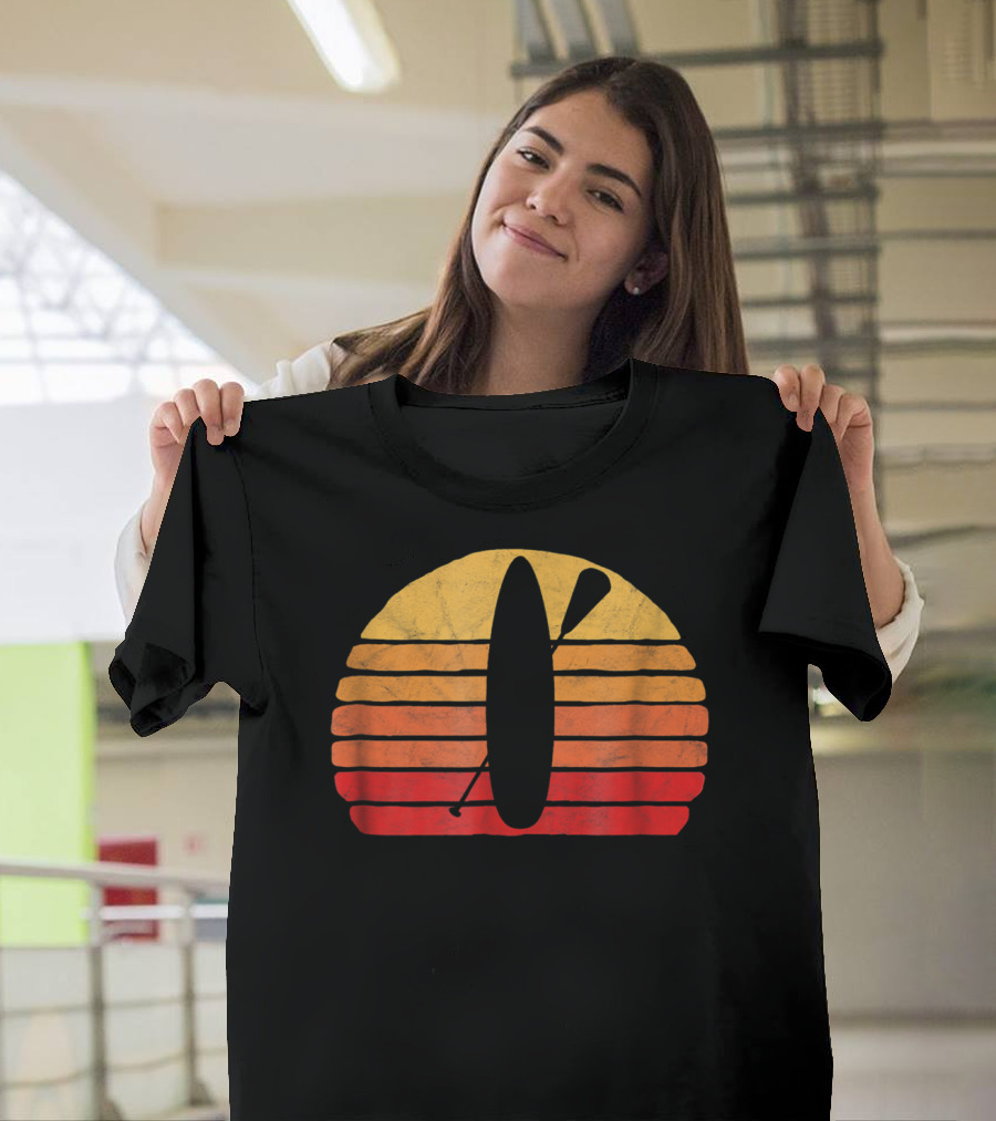Retro SUP Stand Up Paddle Board Vintage Sunset T-Shirt