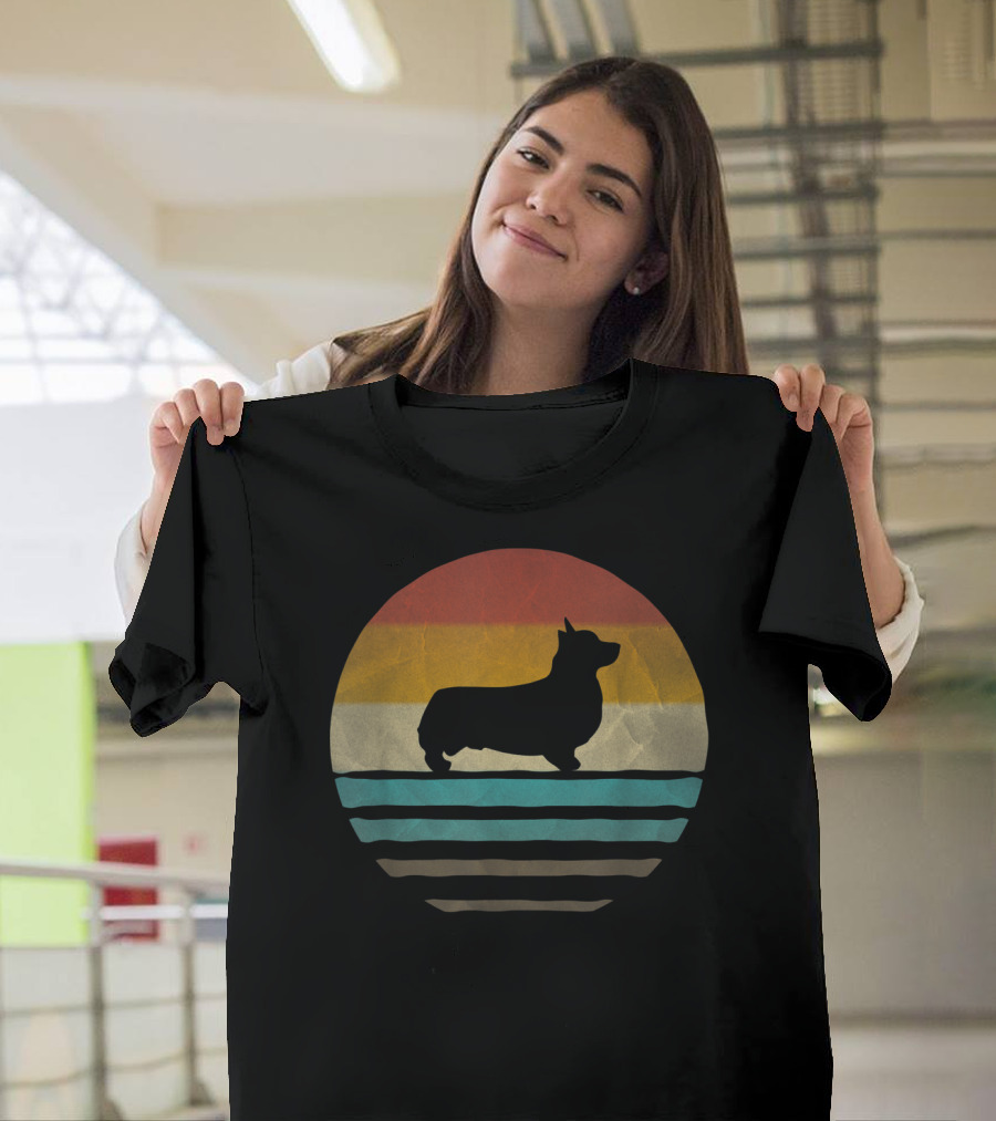 Retro Vintage Sunset Corgi Dog Breed Lover T-Shirt