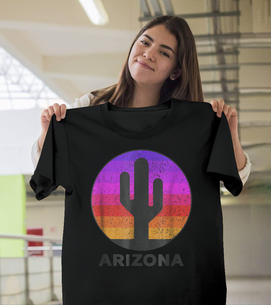 Arizona Saguaro Cactus Vintage Sunset T-Shirt