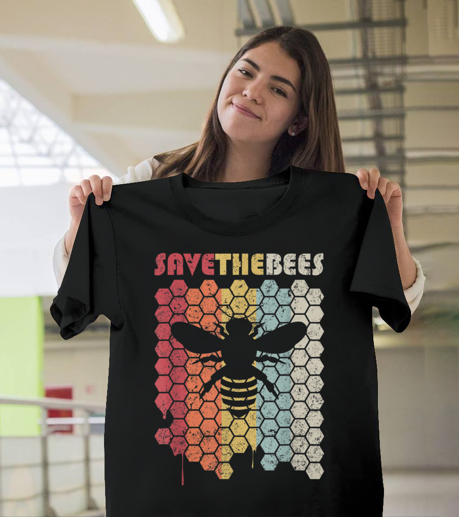 SAVETHEBEES Hexagonal Rainbow T-Shirt