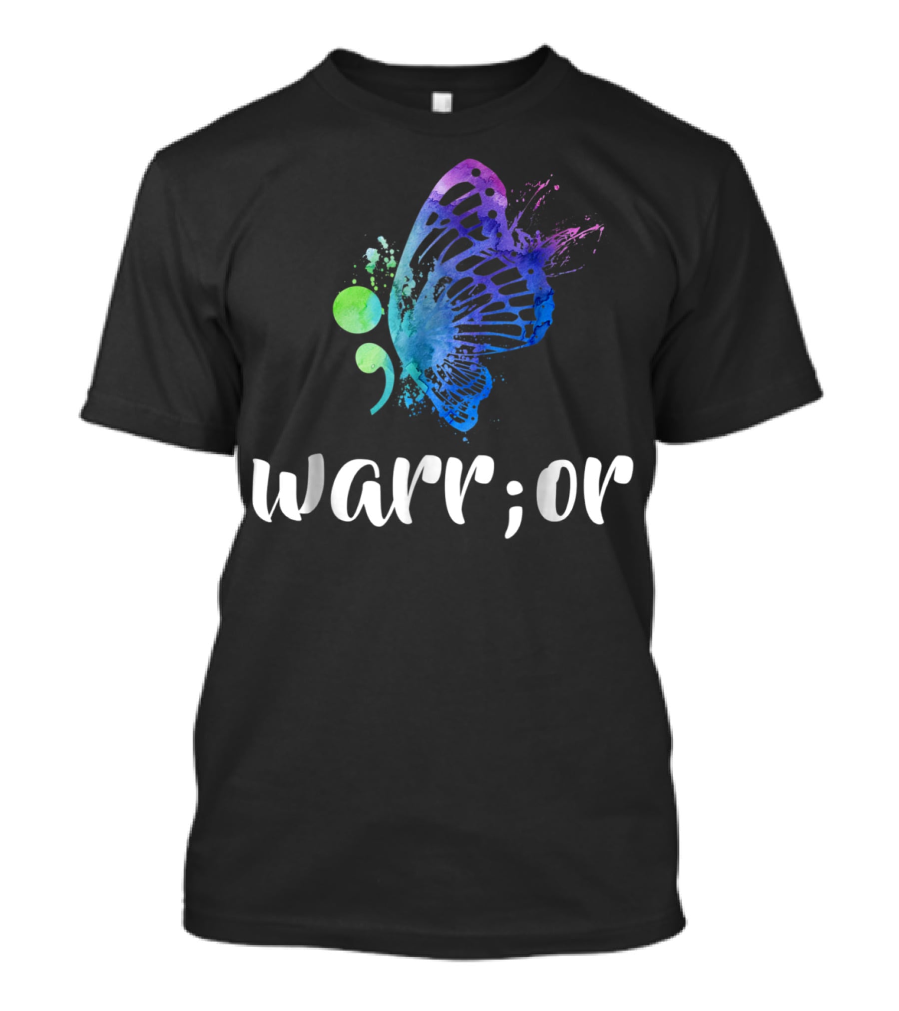Warrior Semicolon Butterfly Suicide Prevention Awareness T-Shirt