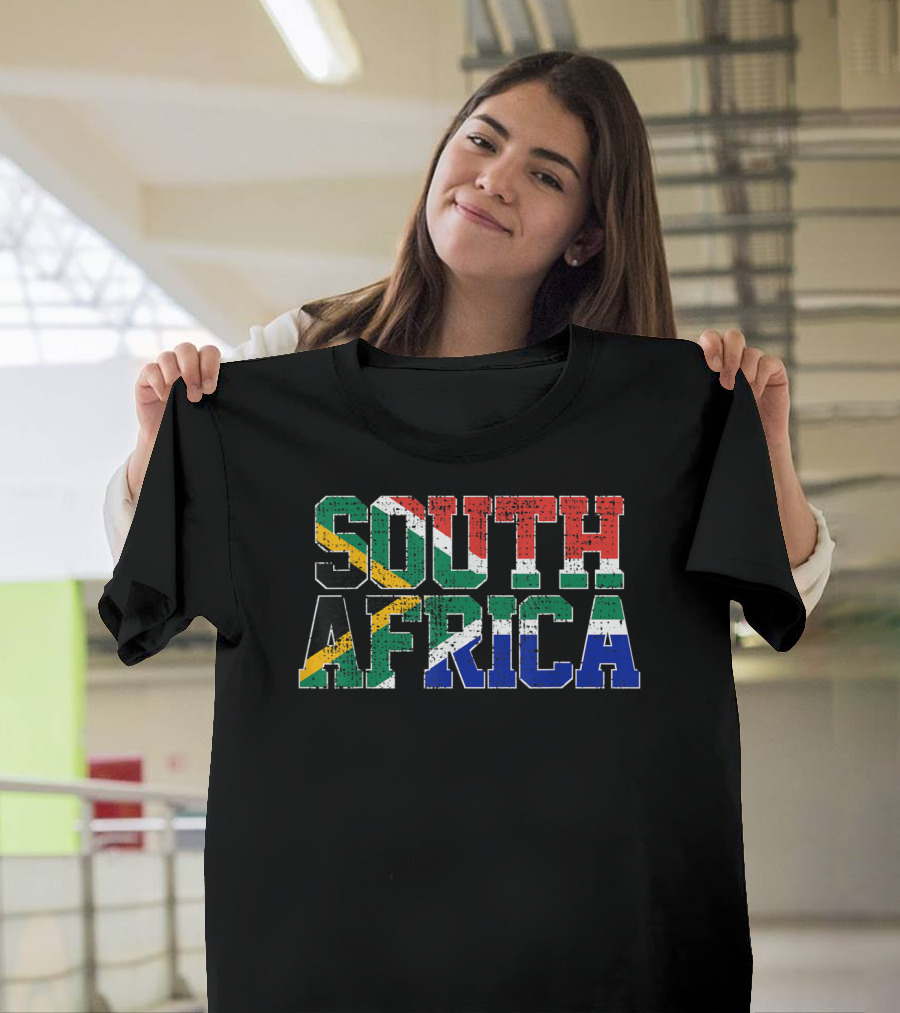 South Africa National Flag Proud AF Bold Patriotic Text T-Shirt