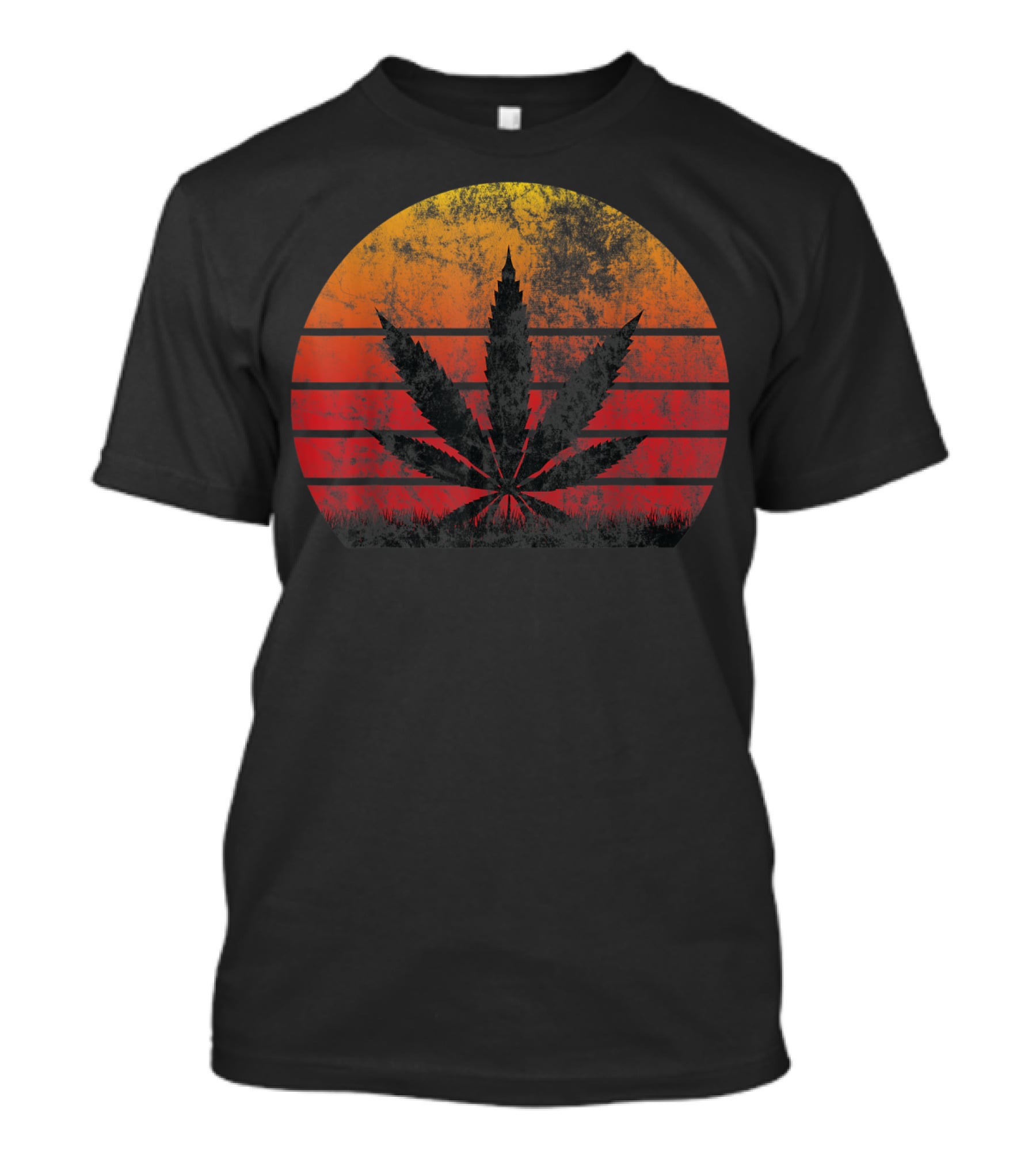 Sunset Grunge Cannabis Leaf Vintage Weed T-Shirt
