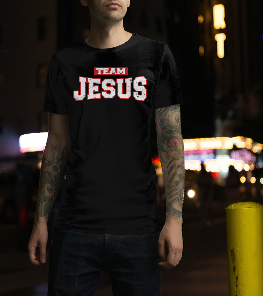 Team Jesus Weathered And Distressed Christian Faith T-Shirt