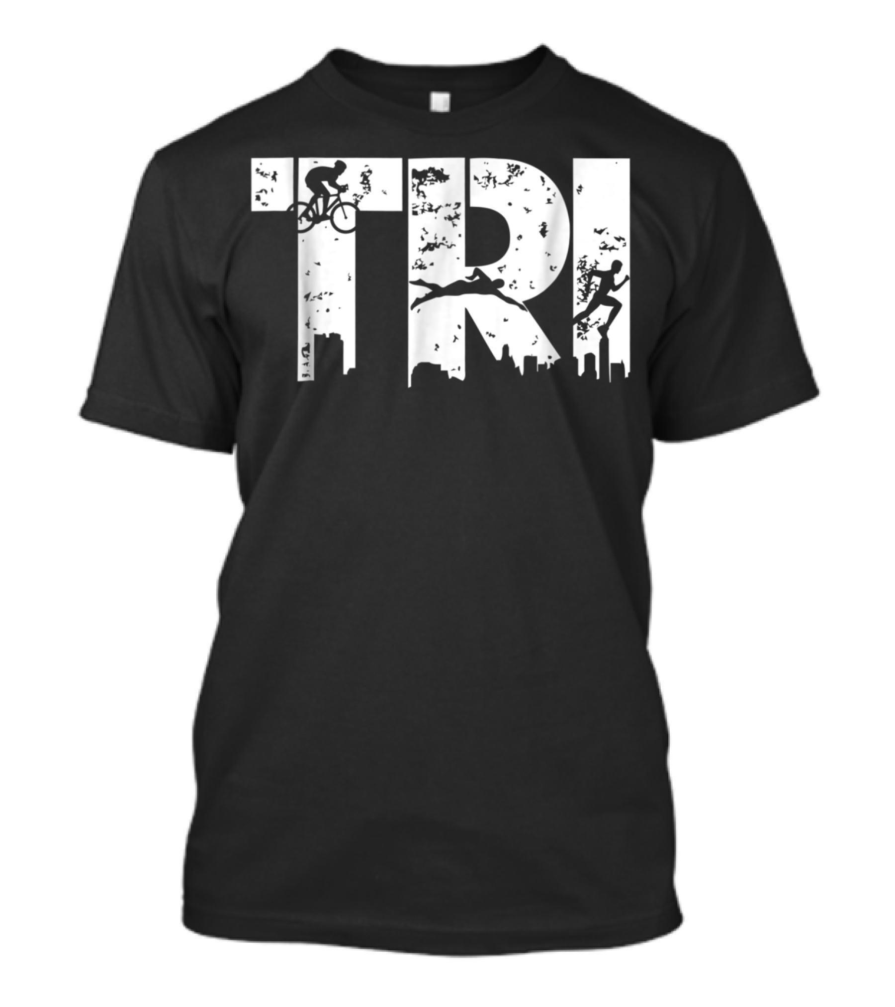 Triathlon Endurance Sports Triathlete Cycling Swimming Running Skyline T-Shirt
