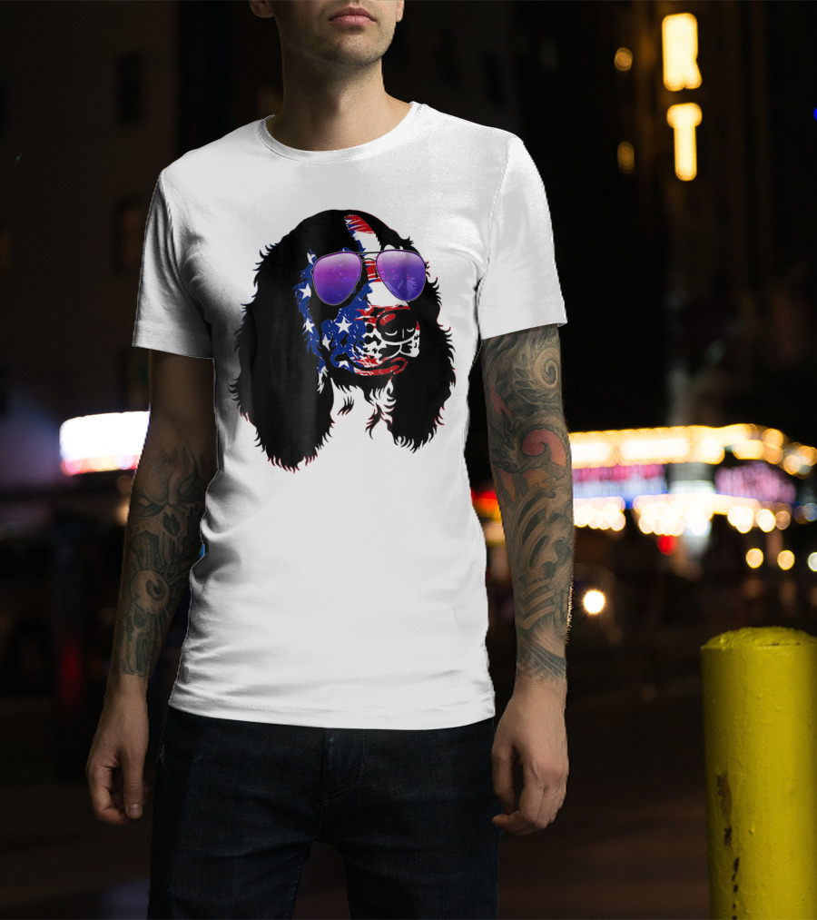 US Flag English Springer Spaniel With Sunglasses T-Shirt