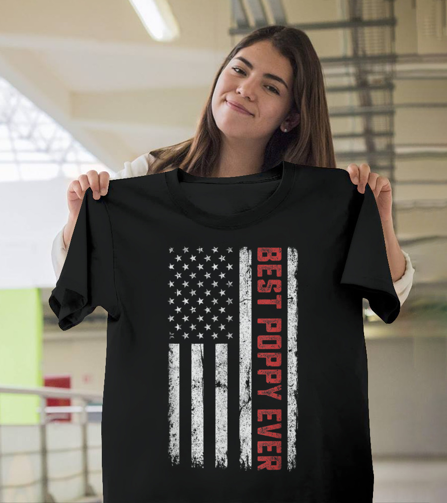 Best Poppy Ever American Flag USA T-Shirt