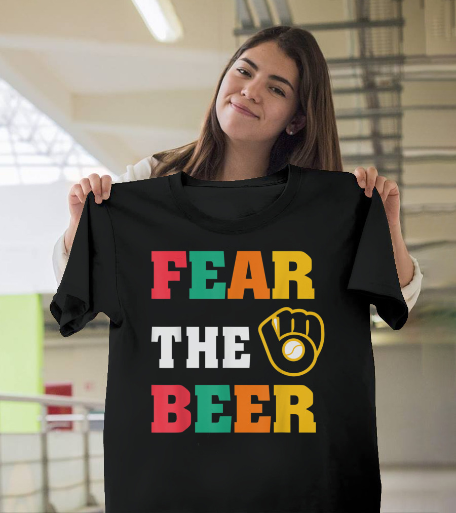 Fear The Beer Brewers Vintage Baseball Glove T-Shirt