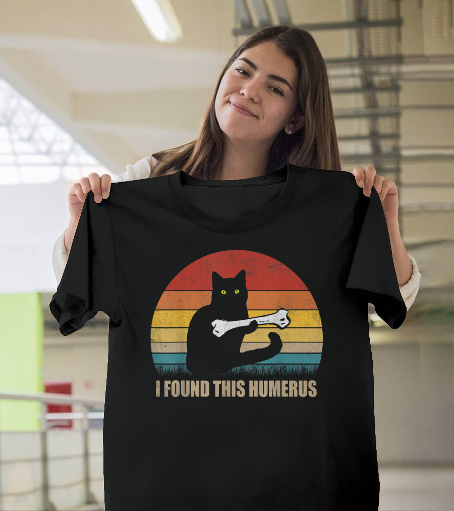 Vintage I Found This Humerus Cat Lover Retro Sunset T-Shirt