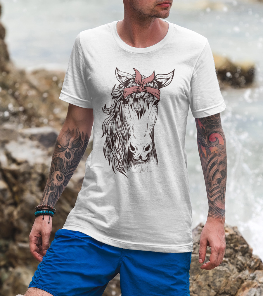 Horse Bandana Illustration For Horseback Riding Enthusiasts T-Shirt