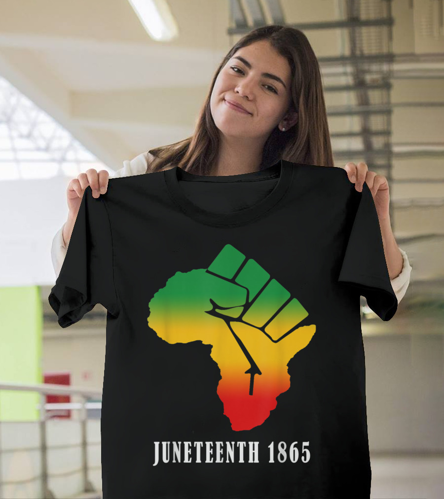 Juneteenth 1865 Ancestors Black African Map American Fist T-Shirt