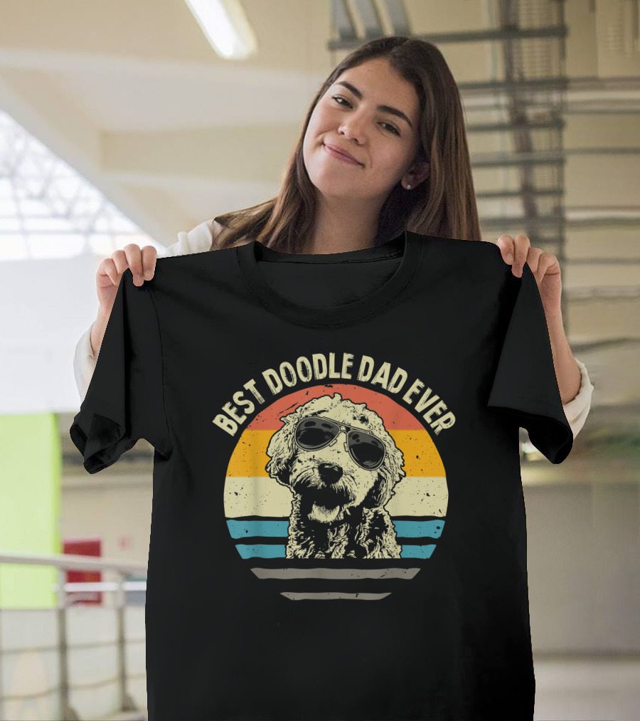 Best Doodle Dad Ever Goldendoodle Retro Sunglasses T-Shirt
