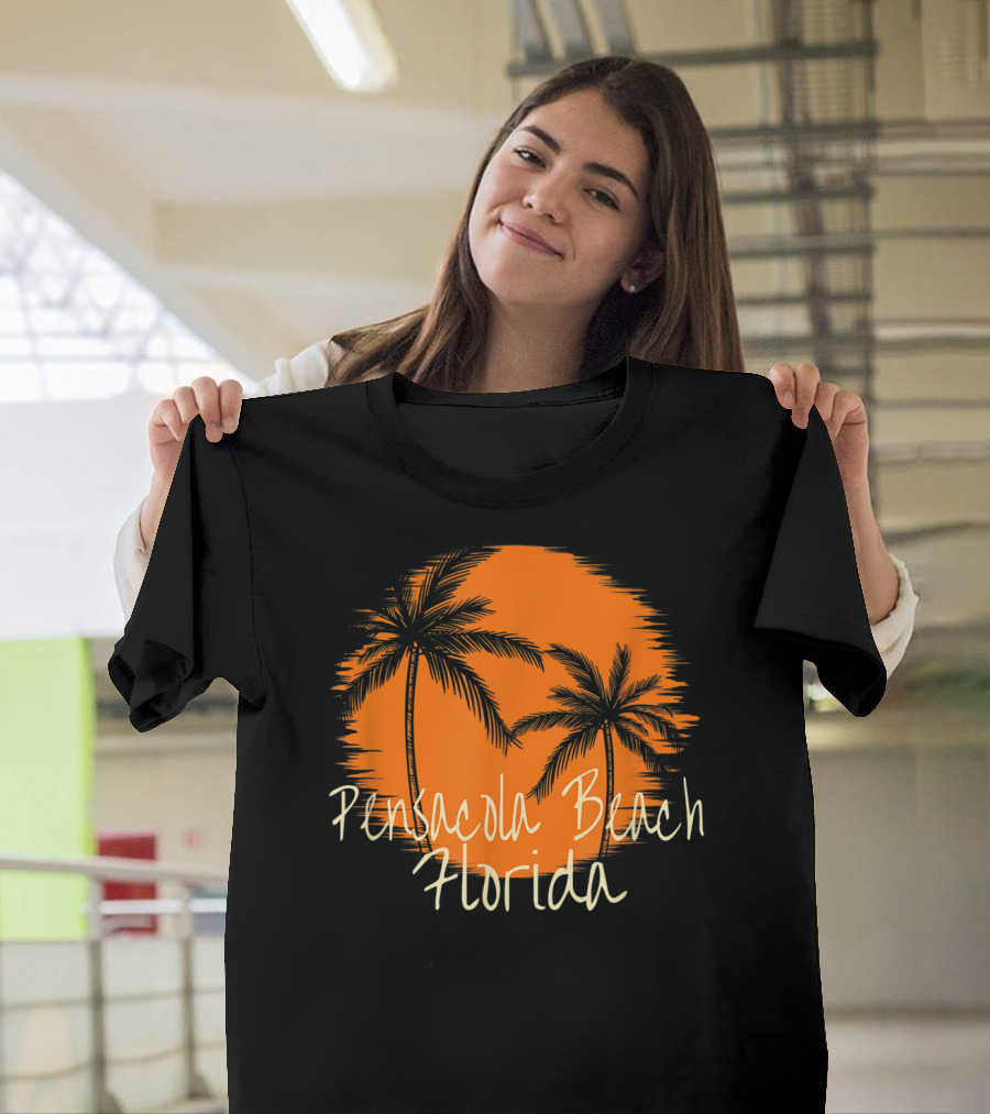 Pensacola Beach Florida Vacation Souvenir Sun Palm Trees T-Shirt