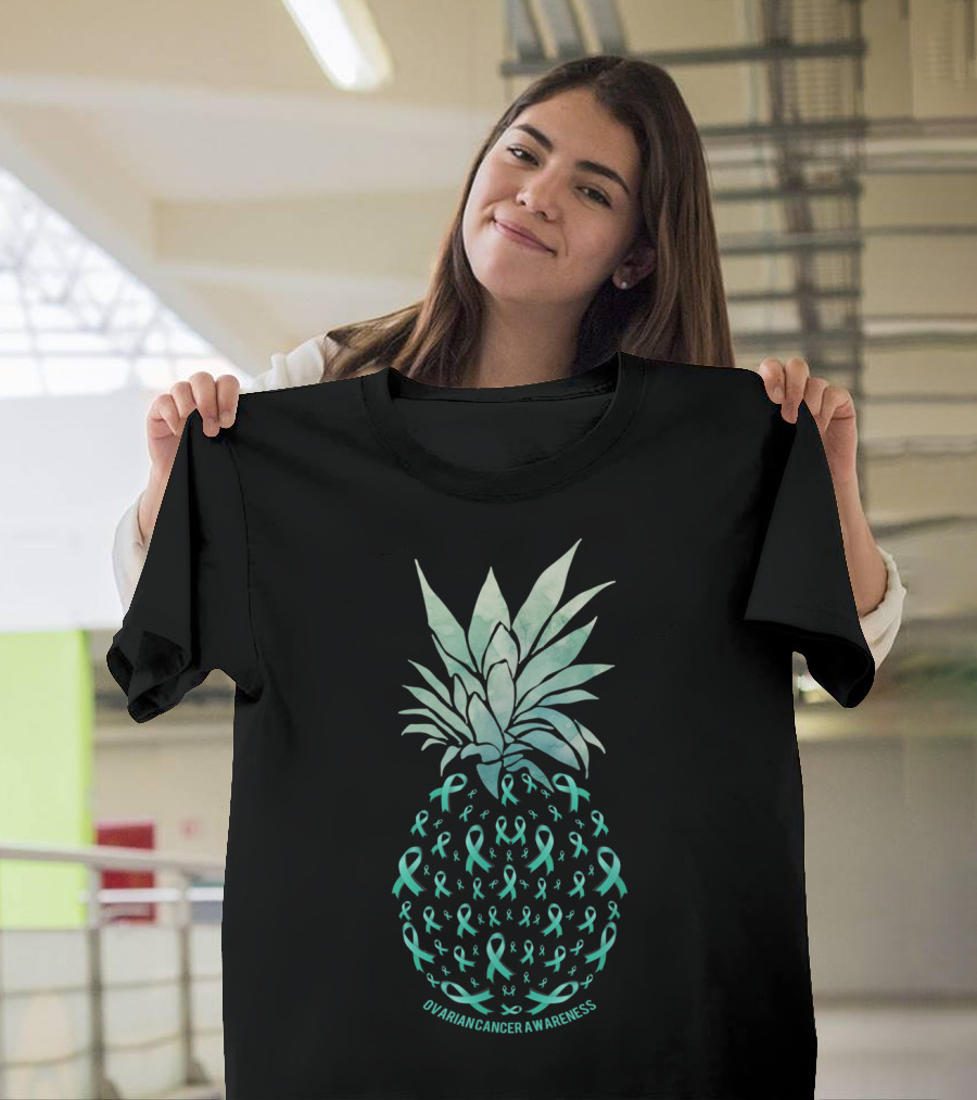 Pineapple Ovarian Cancer Awareness Ribbons T-Shirt