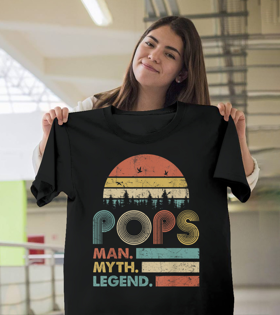 Pops The Man The Myth The Legend Retro Sunset T-Shirt