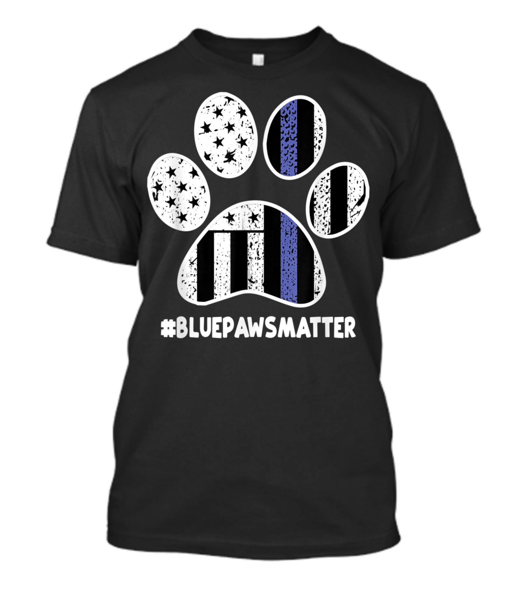BluePawsMatter Thin Blue Line Police K9 Dog Paws T-Shirt