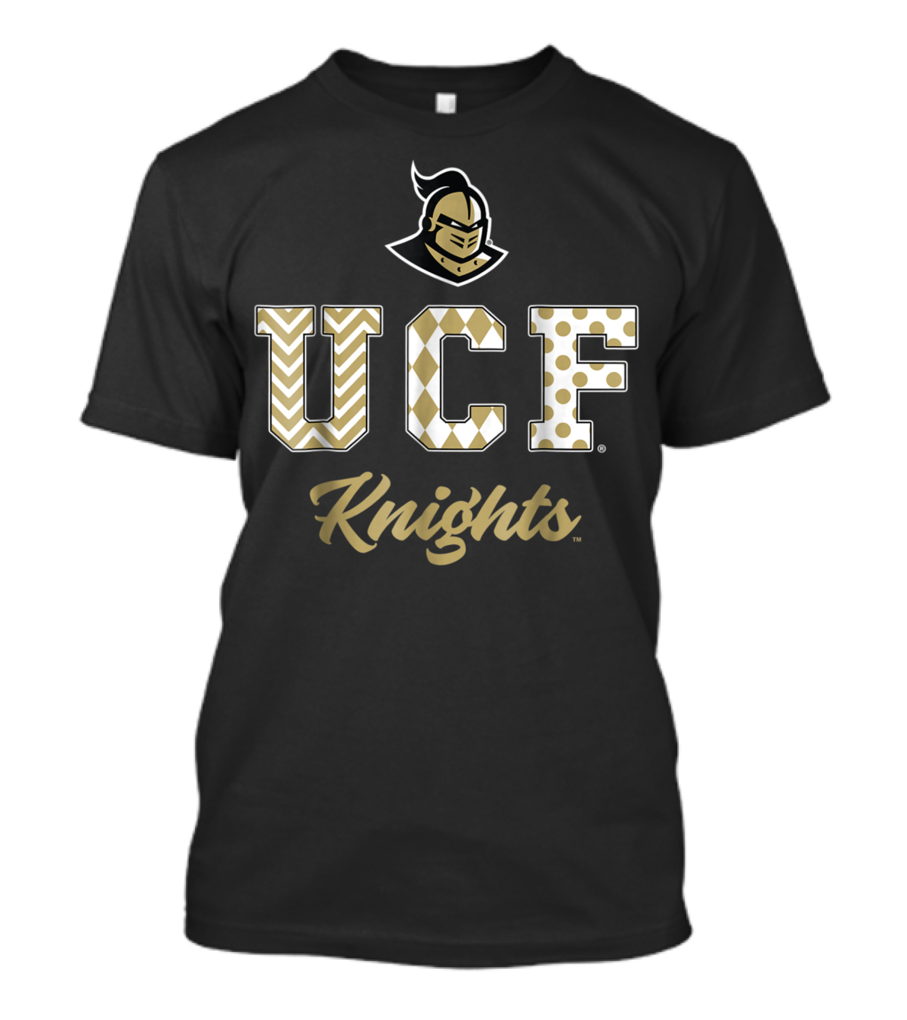 UCF Knights Chevron Argyle Polka Dot Patterned Letters T-Shirt