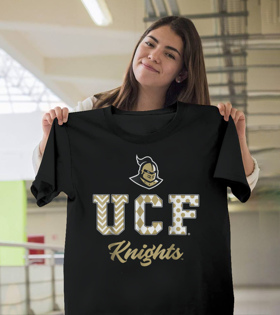UCF Knights Chevron Argyle Polka Dot Patterned Letters T-Shirt