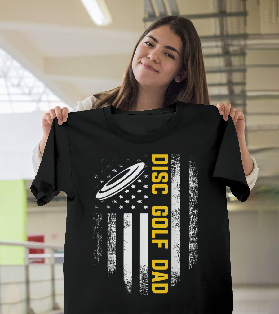 Disc Golf Dad American Flag Vintage Father's Day T-Shirt