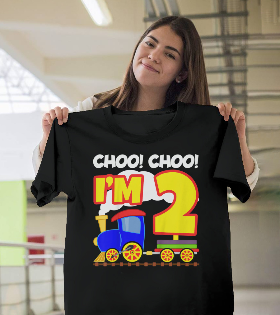 Choo Choo I'm 2 Year Old Train Birthday Toddler Fun T-Shirt