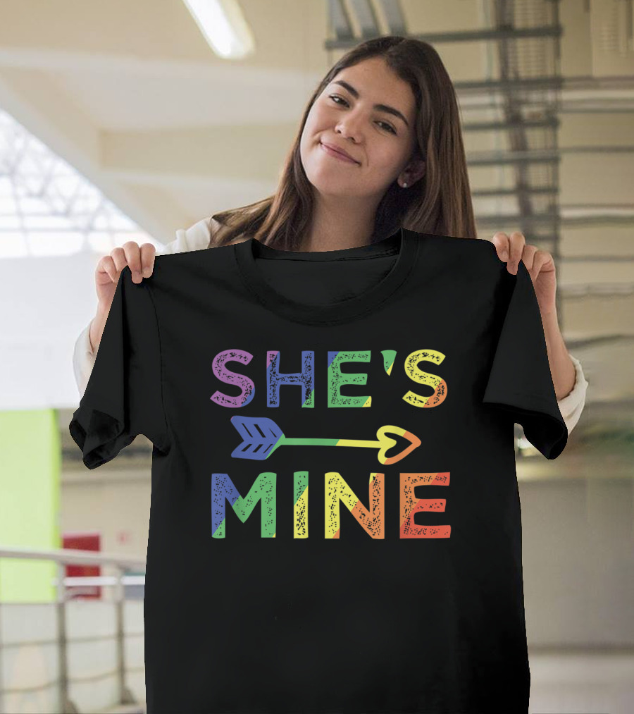 She's Mine Arrow Rainbow Lesbian Couple Matching LGBT T-Shirt