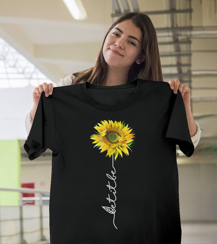 Let It Be Sunflower Blossom with Script Stem T-Shirt