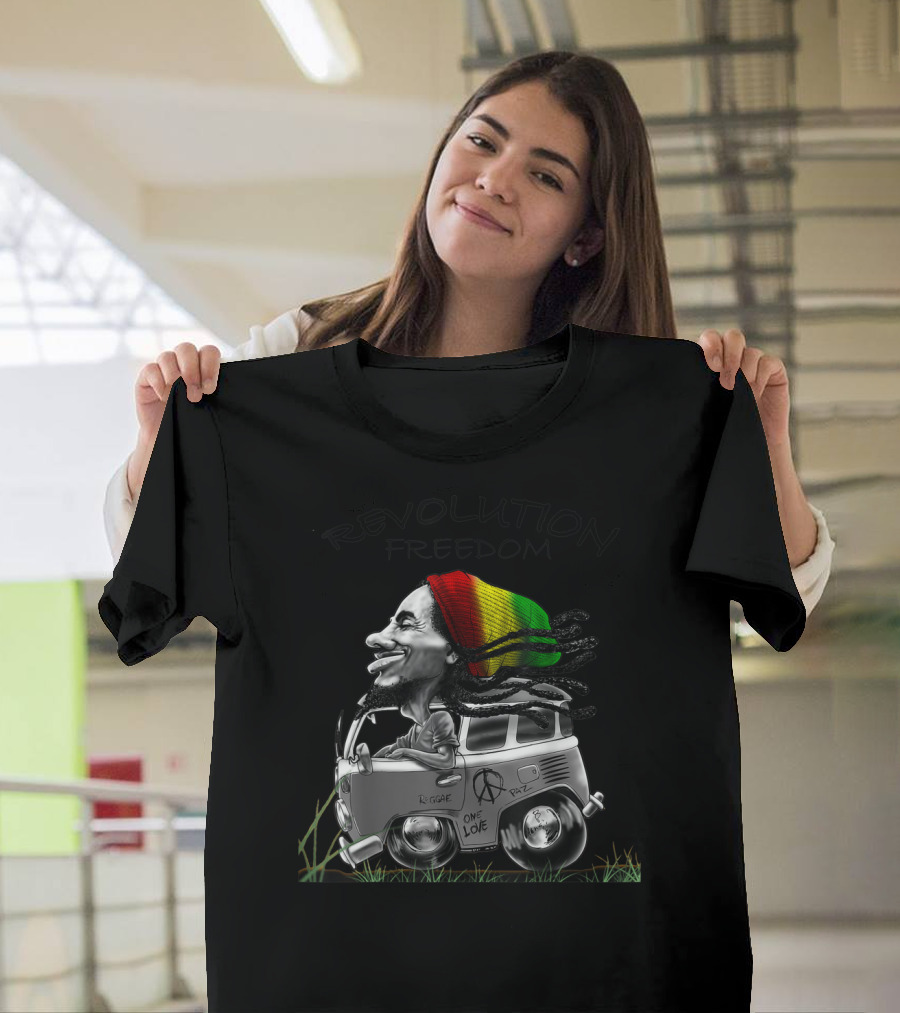 Revolution Freedom Rasta Reggae One Love Marley Peace Bus Bob Lover T-Shirt